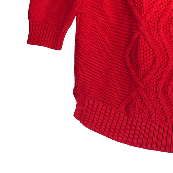 Lands End Drifter Tunic Sweater Womens 1X Red 100% Cotton Chunky Knit Cozycore - Picture 4 of 6